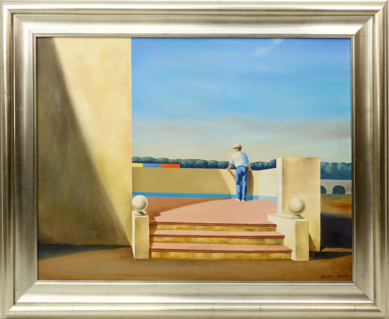 After: Jeffrey Edson Smart, Australian (1921-2013) Oil on canvas "Enjoying The View". 