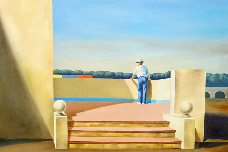 After: Jeffrey Edson Smart, Australian (1921-2013) Oil on canvas "Enjoying The View". 