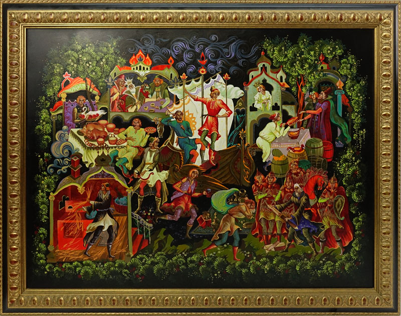 Modern Russian Oil On Canvas "Fairy Tales" Unsigned. 