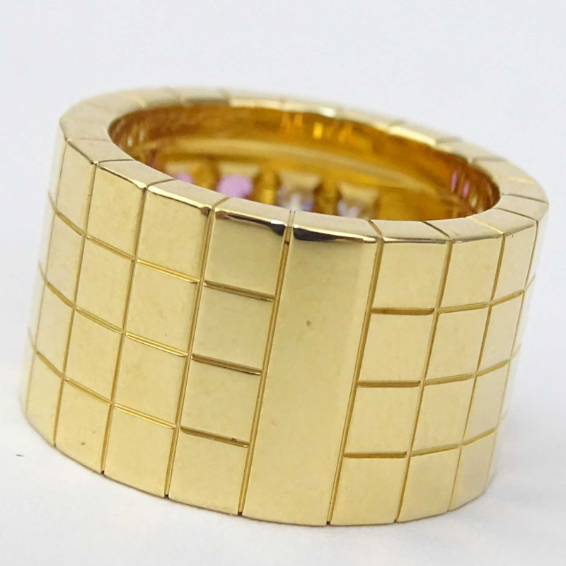 Cartier Diamond, Pink Sapphire and 18 Karat Yellow Gold Payette Ring. 