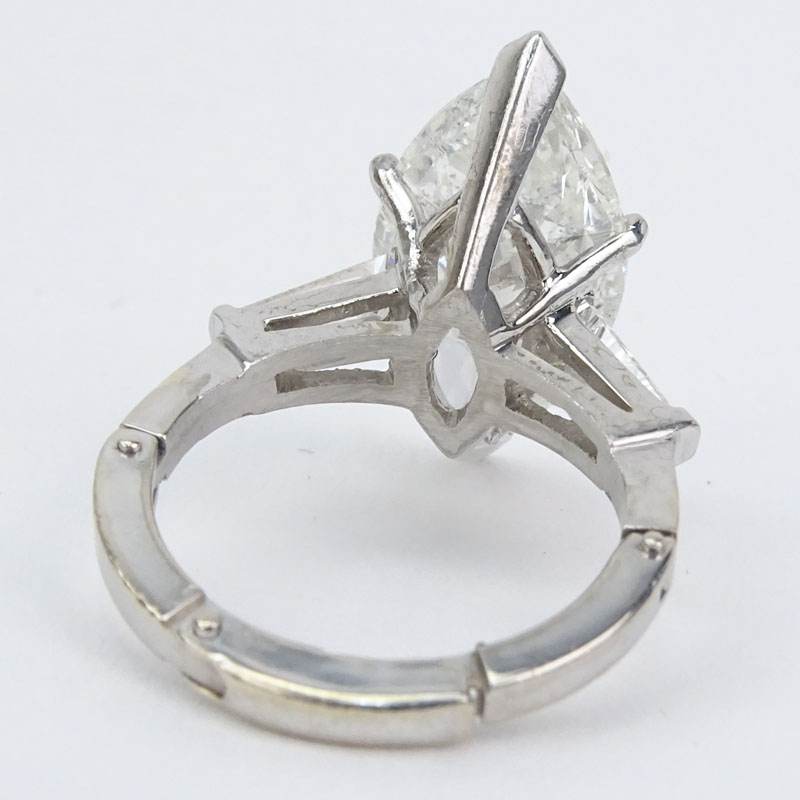 EGL Certified Antique 4.96 Carat Marquise Cut Diamond and Platinum Engagement Ring.