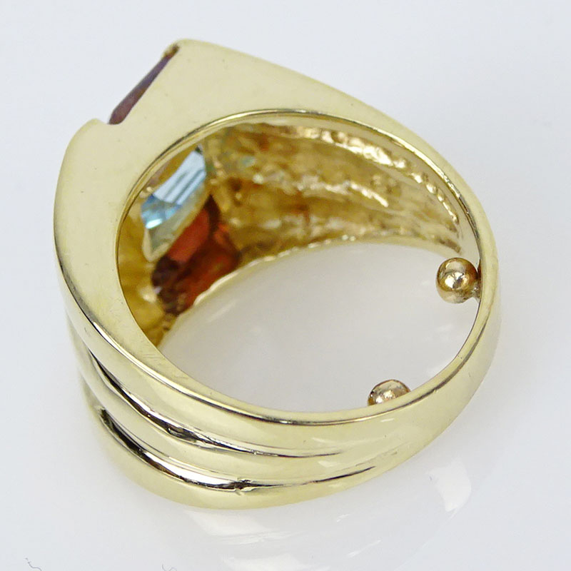 Vintage 14 Karat Yellow Gold and Multi Gemstone Ring.