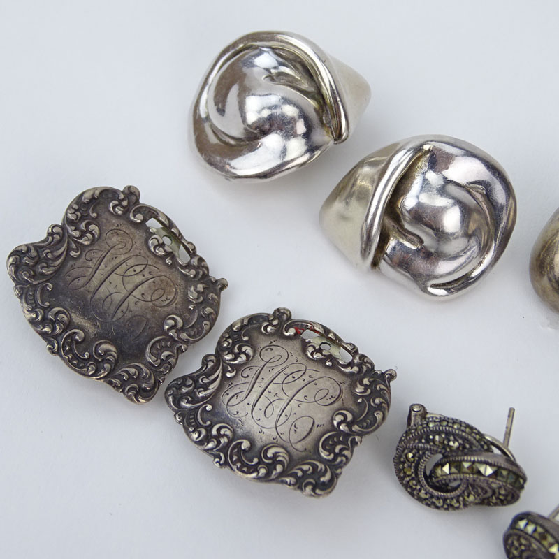 Lot of Six (6) Pair Lady's Vintage Sterling Silver Earrings.