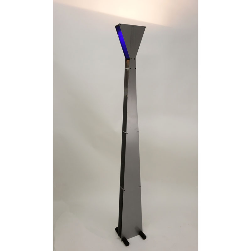 Attributed to George Kovacs Metal Floor Lamp with Blue Color Panels.