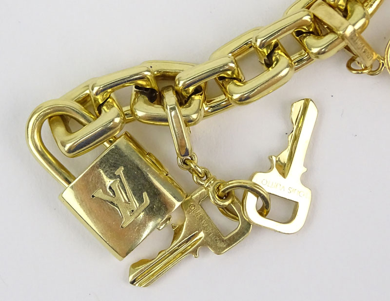 Louis Vuitton 18 Karat White Gold Padlock Charm with Chain