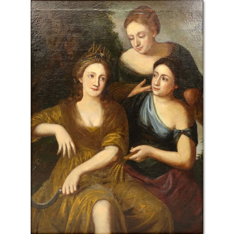 18/19th Century Old Master Style Oil on Canvas of Three Graces.