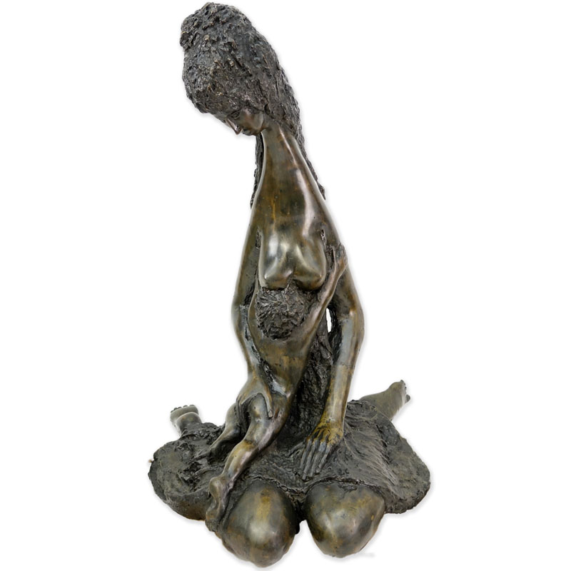 Andrew Posa, Canadian (B. 1938) Bronze Sculpture "Mother with Child" Signed and Numbered VIII. Rubbing to patina. 