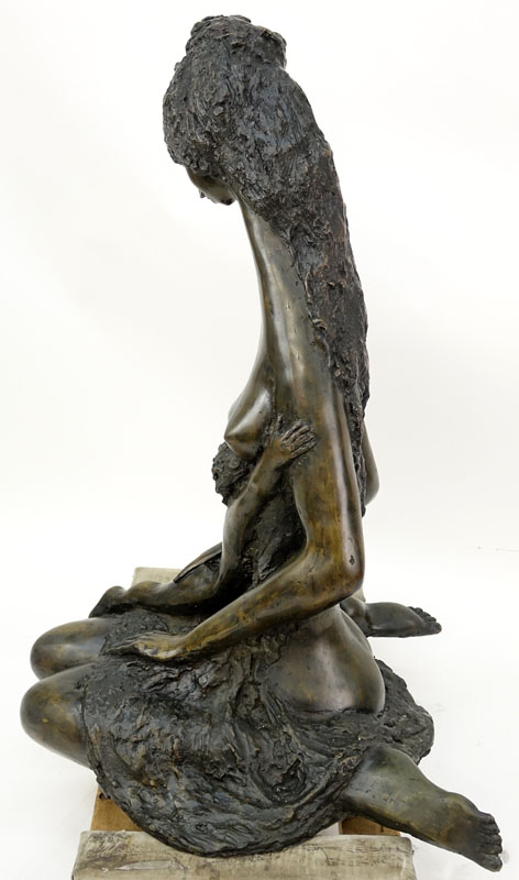 Andrew Posa, Canadian (B. 1938) Bronze Sculpture "Mother with Child" Signed and Numbered VIII. Rubbing to patina. 