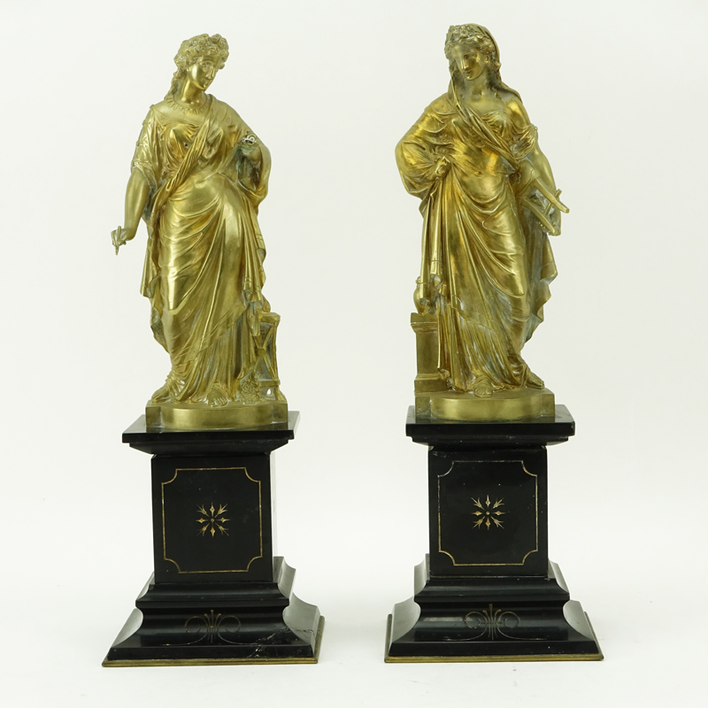 After: Henri Lepind, French (fl. 1880) Pair of Gilt Bronze Sculptures ...