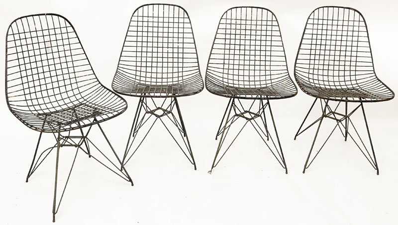 Four (4) Eames for Herman Miller Mid Century Wire Chairs.