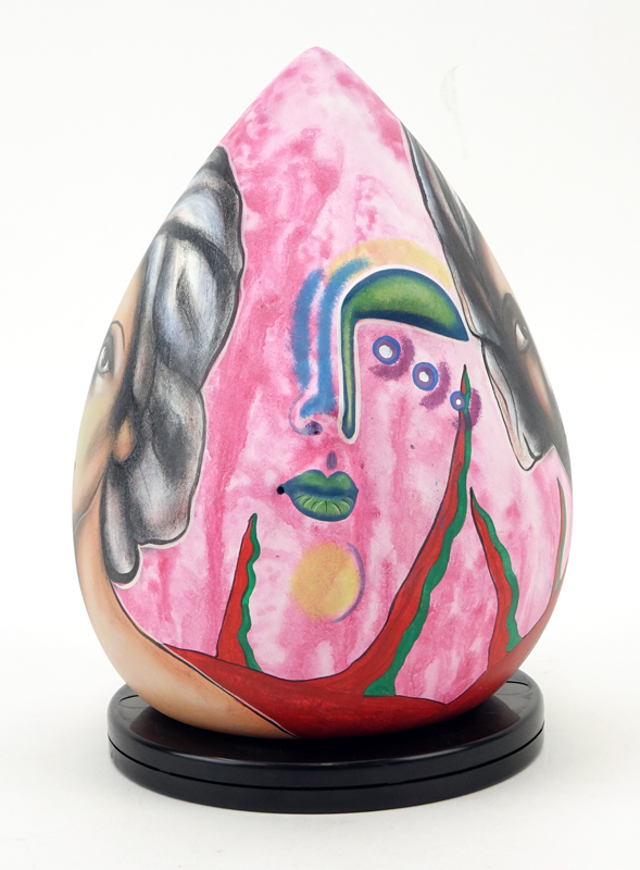 Alexander Flores, Mexican (20th C) Ceramic sculpture with polychrome figural motif.