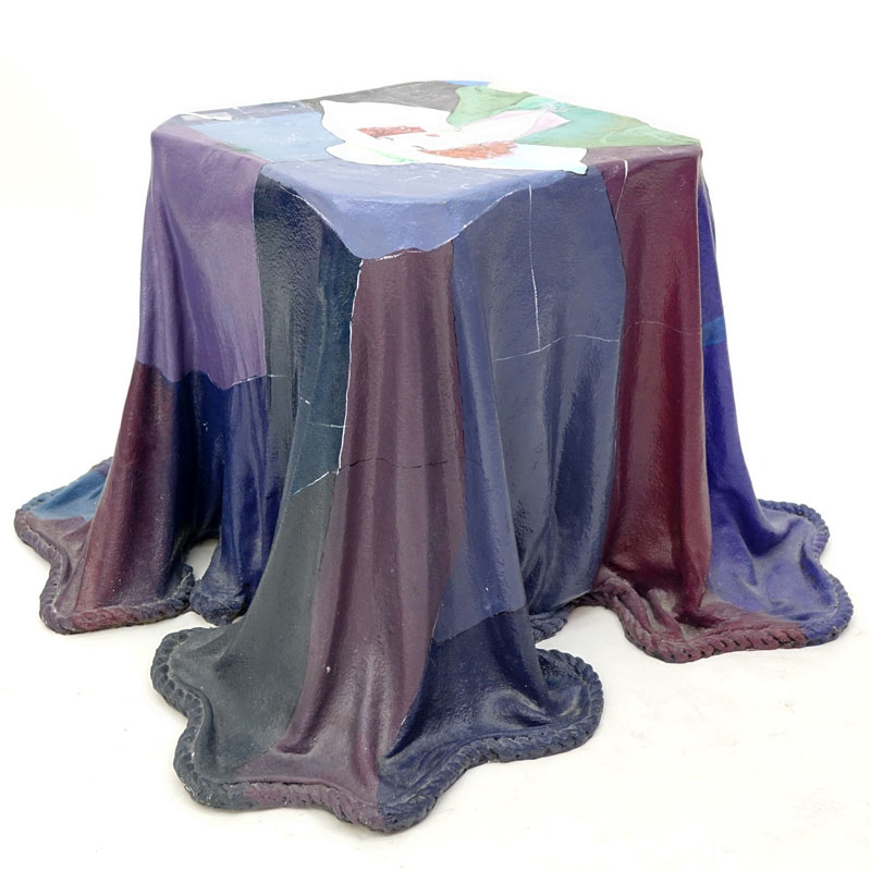 Contemporary Hand painted Molded Resin Occasional Table.