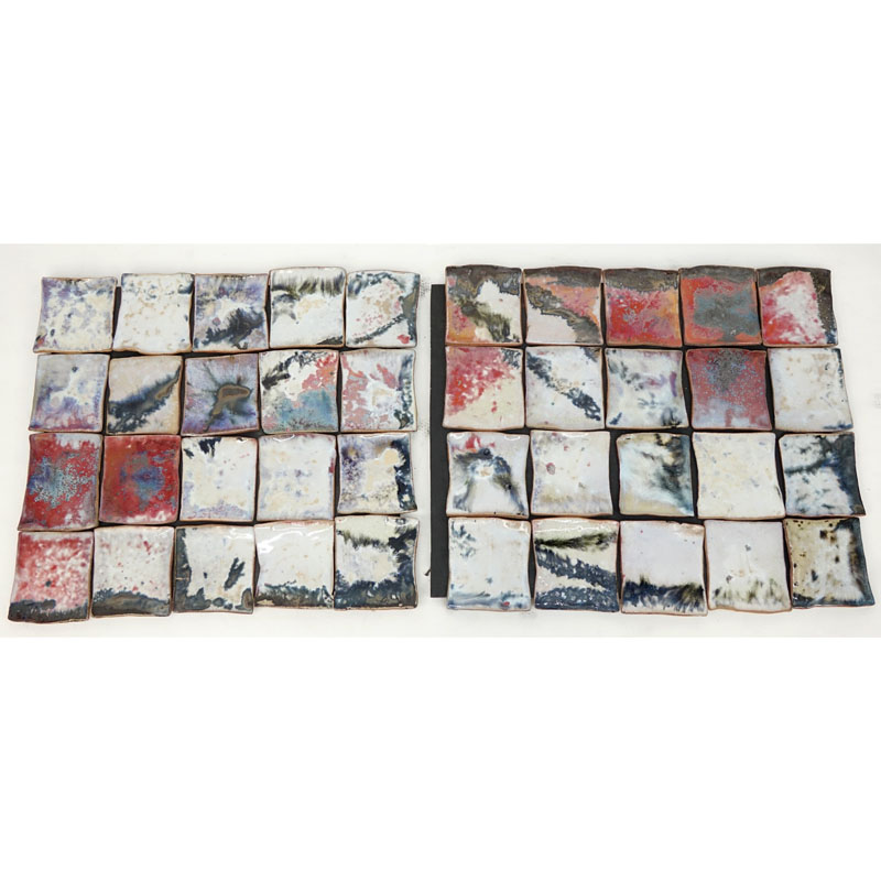 Large Contemporary Glazed Pottery Tile Wall Art.