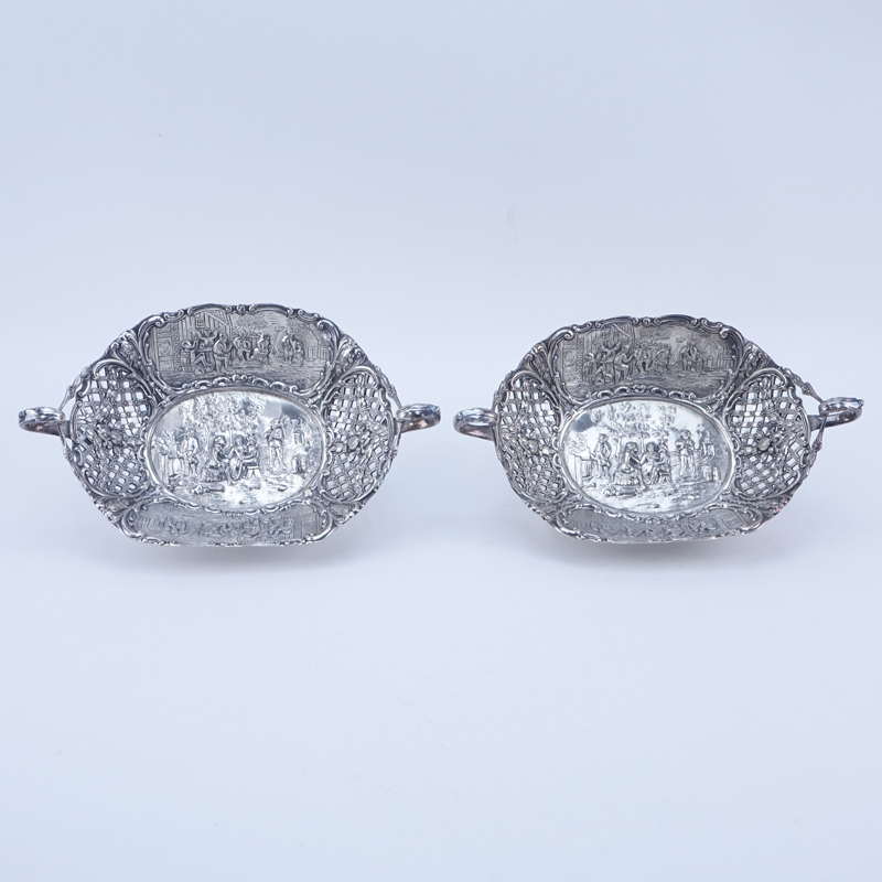 Pair of Antique Derby Silver Plate Co Footed Baskets.