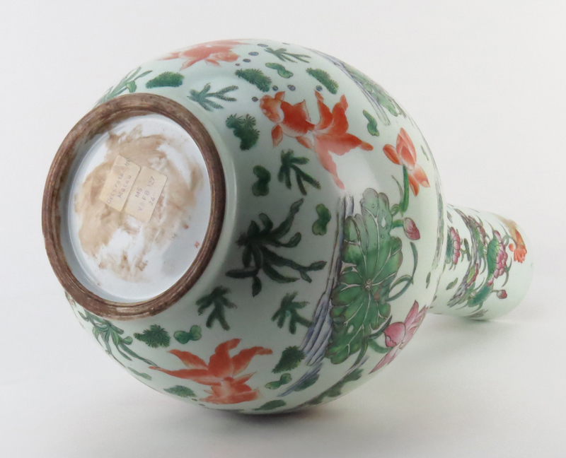 Later 20th Century Chinese Hand Painted Porcelain Bulbous Vase.