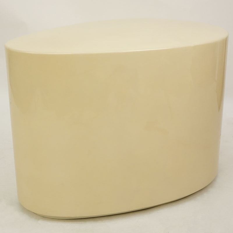 Karl Springer Style Retro Ovoid Resin Lacquer Side Table.
