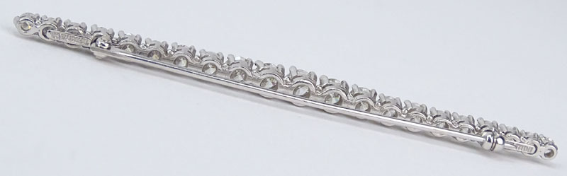 Vintage Tiffany & Co Approx. 2.40 Carat Round Brilliant Cut Diamond and Platinum Bar Brooch.