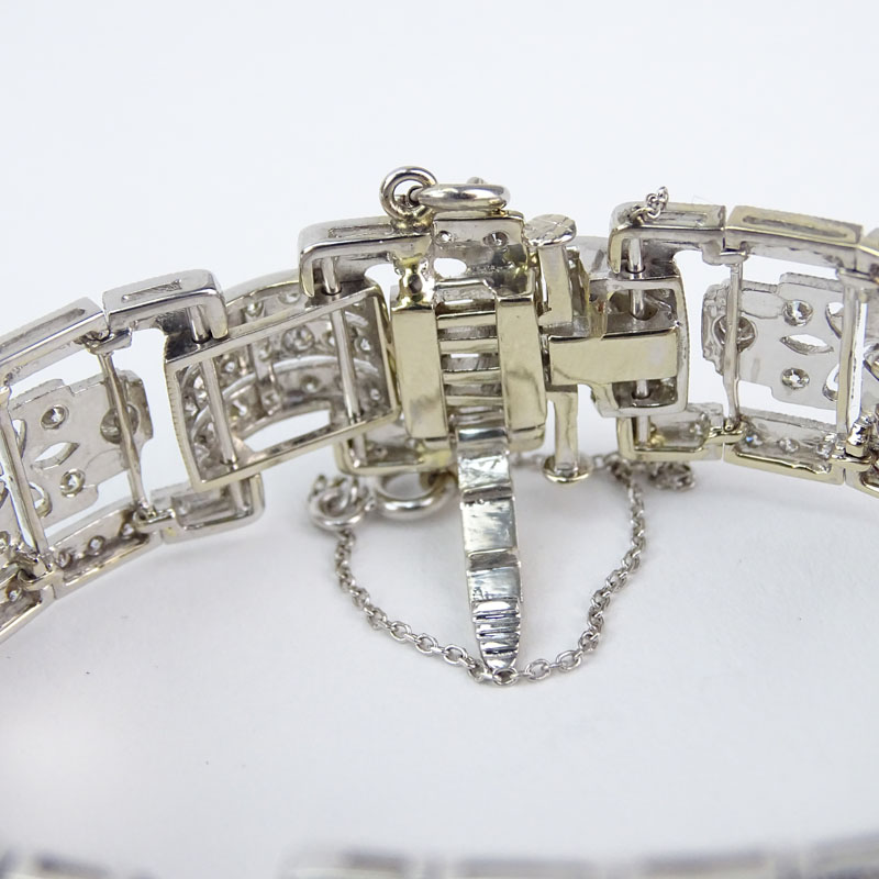 Art Deco style Approx. 6.42 Carat Diamond and 18 Karat White Gold Bracelet.