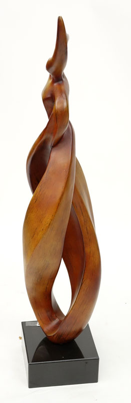 Benzara Faux Grain Poly-Wood Modern Abstract Figural Sculpture On Stone Base.