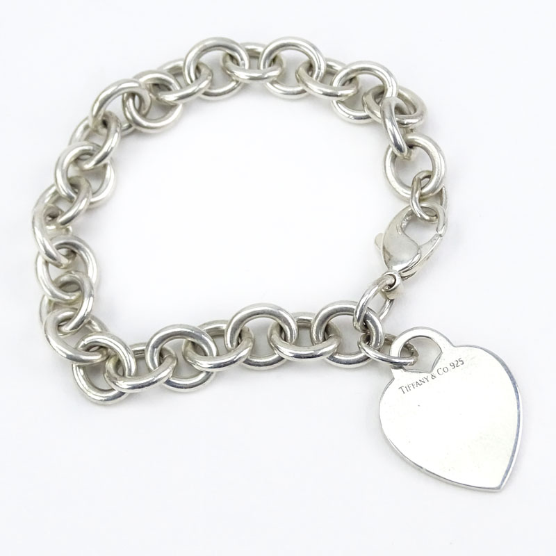 Vintage Tiffany & Co Sterling Silver Heart Tag Bracelet.