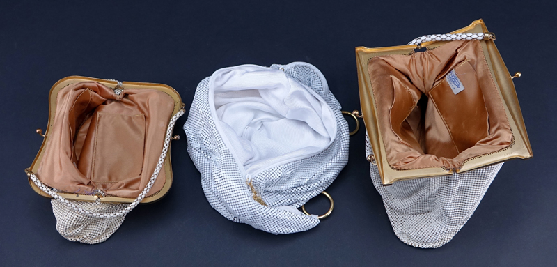 Three (3) Vintage Whiting & Davis Mesh Bags. Gold-tone hardware.