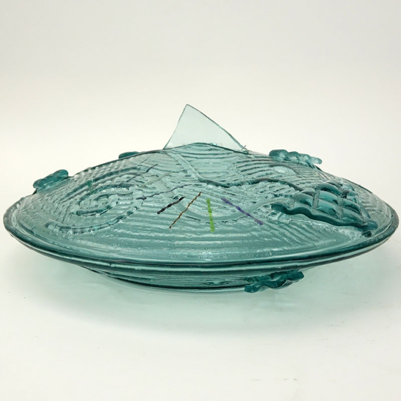 Mid Century Modern Covered Molded Glass Dish.