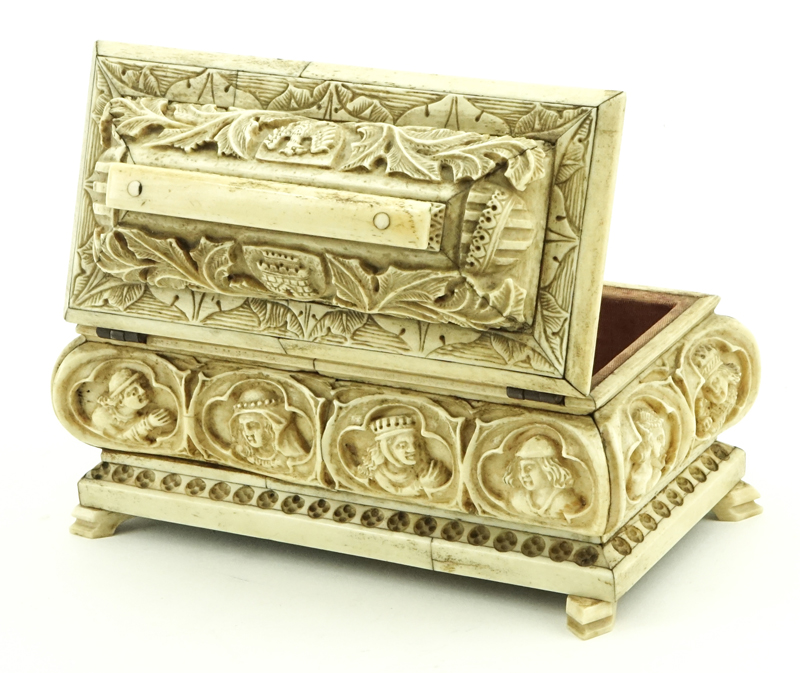 19th Century Austrian/German Carved Bone Box.