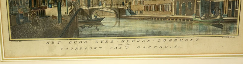 Jan de Beyer, Dutch (1703 - c. 1780)  Color Etching "Het Oude-Zyds Heeren-Logement" Made by Jacobsz Philips Dated 1763. 