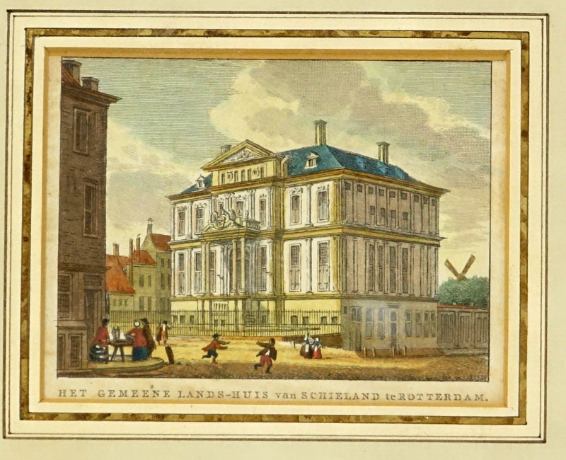 Two (2) Antique Color Engravings. Comprise:  A. and E. Rouargue "La Haye, Palais Des Etats Généraux" and Abraham Rademaker "Gemeenland shuis van Schieland-Rotterdam". 