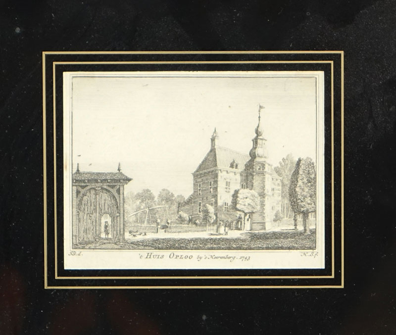 Two (2) Antique Engravings. Comprise: W.H. Bartlett "Palace and Old Church, Amsterdam" and Hendrik Spilman "t Huis Oploo bij 's Heerenberg.1743".