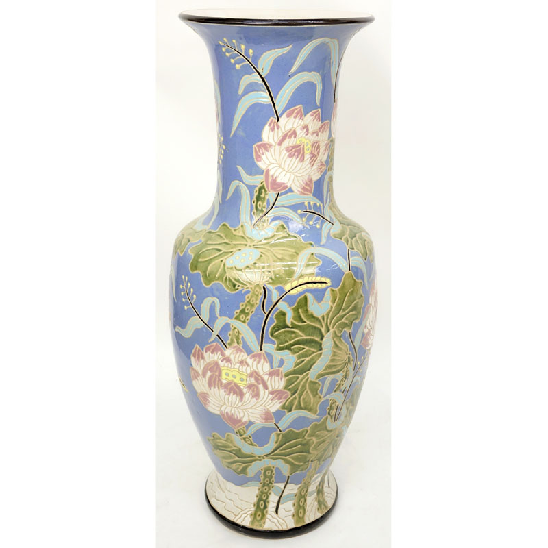 Monumental Majolica Pottery Vase.