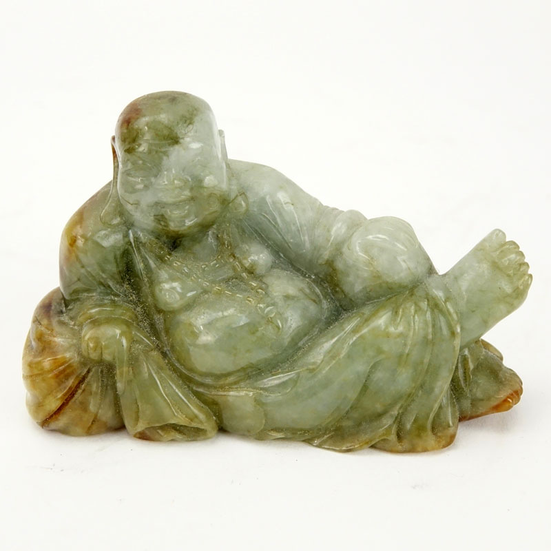 Chinese Carved Jade Resting Buddha Figurine.