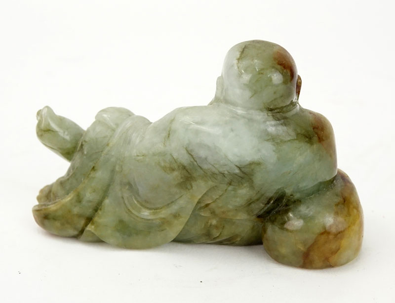 Chinese Carved Jade Resting Buddha Figurine.