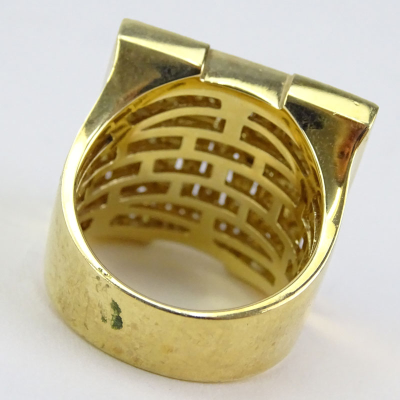 Vintage Diamond and 14 Karat Yellow Gold Maze Design Ring.