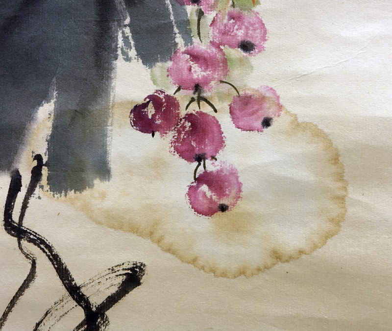19/20th Century Chinese Watercolor on Paper Scroll.