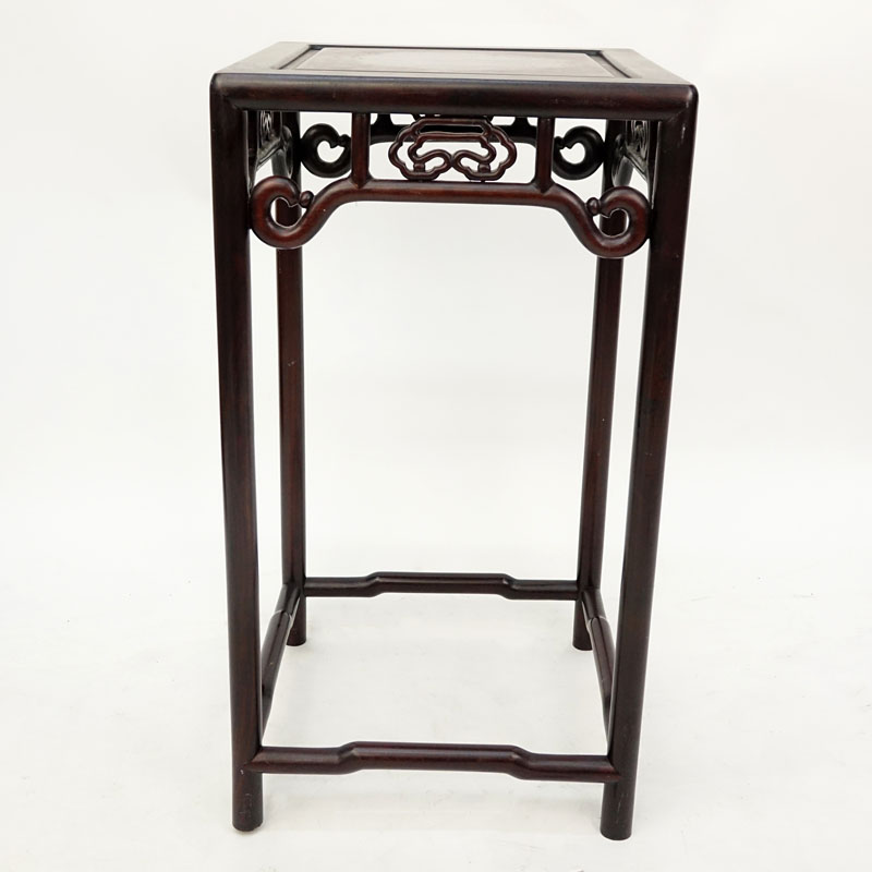 Modern Chinese Carved Hard Wood Pedestal Table.