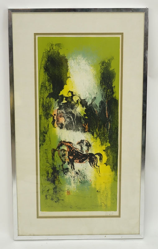 Hoi Lebadang, Vietnam (1922-2015) Lightograph "Wild Horses" Signed and Numbered 6/275 in Pencil.