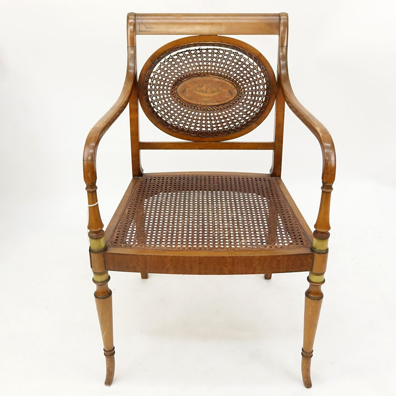 Antique George III Style Caned and Carved Wood Armchair.