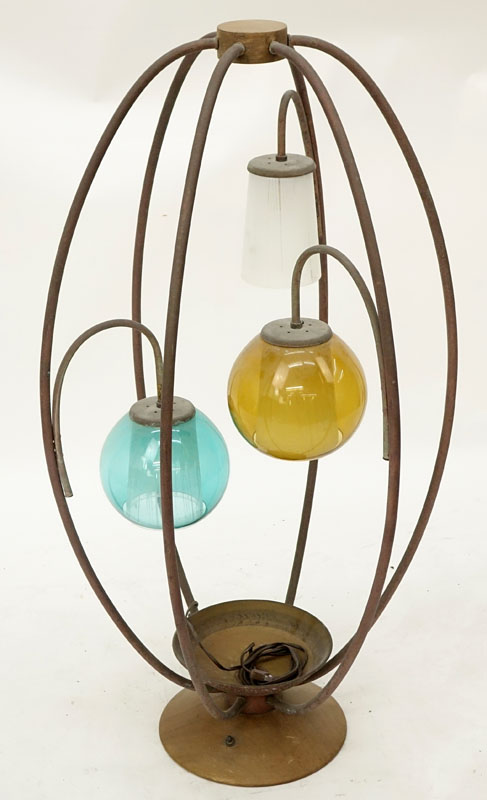 Mid Century Modern Metal and Wood Lamp.