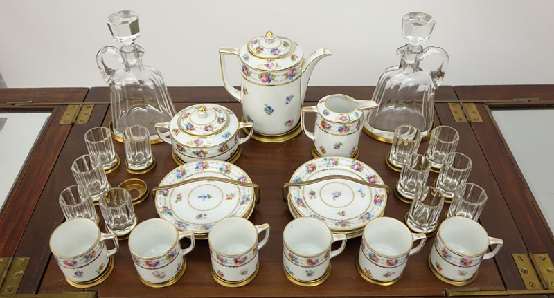 Vintage Dresden Porcelain and Glass Demitasse/Liqueur  Set.