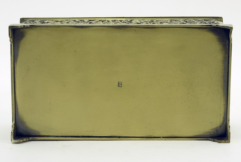 Vintage German Erhard and Söhne Bronze Box. Lined. Decorated with figures and animals in relief.
