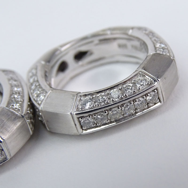 Two (2) Vintage Diamond and 14 Karat White Gold Band Rings.