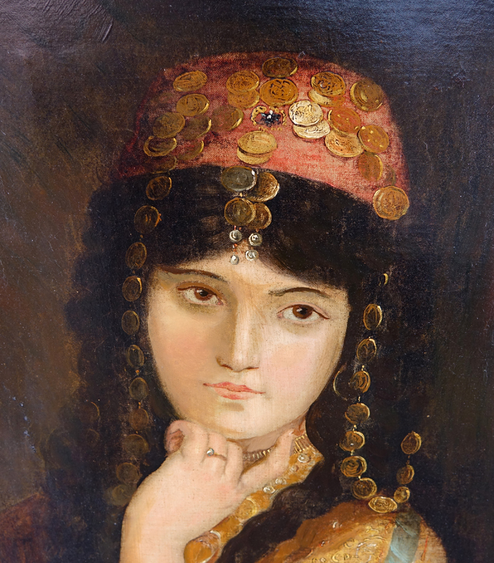 Francisco Ricci, Italian (d. 1894) Oil on canvas "Orientalist Girl". 