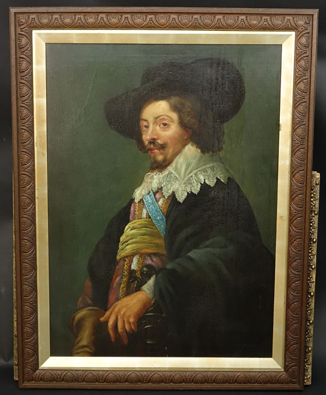 Large Antique Oil Painting "Cavalier". 