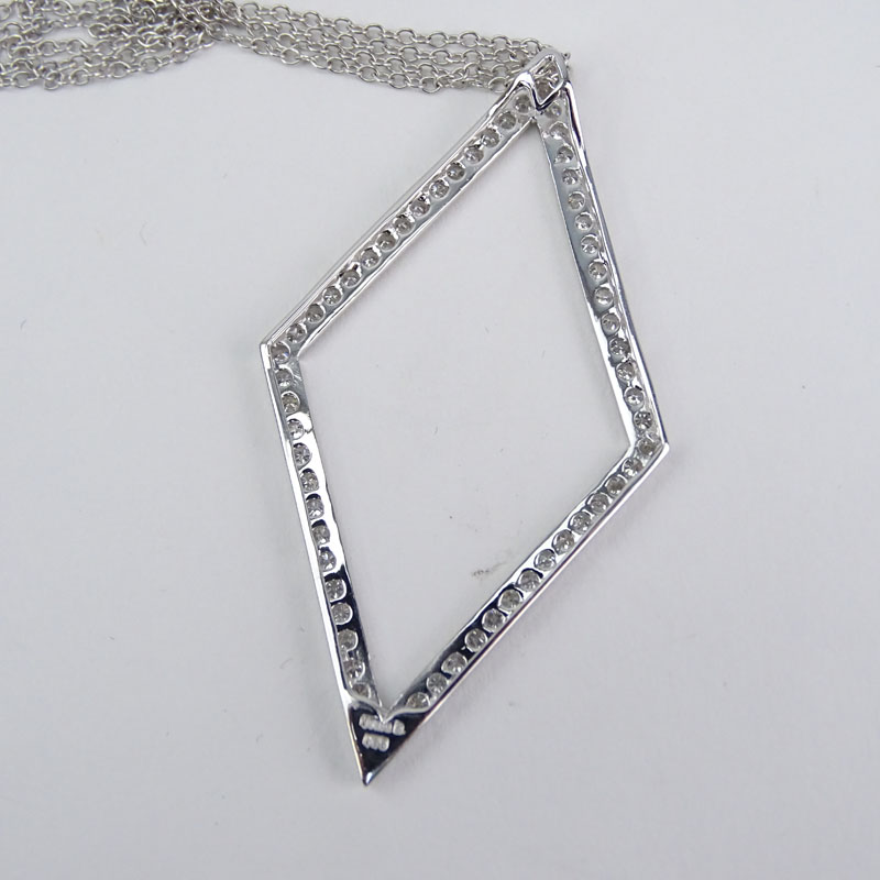 Contemporary Design Diamond and 18 and 14  Karat White Gold Pendant Necklace.