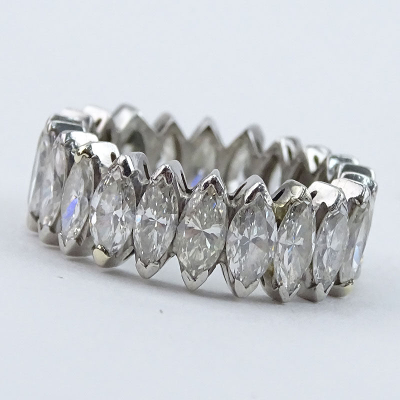Vintage Approx. 4.25 Carat Marquise Cut Diamond and 18 Karat White Gold Eternity Band.