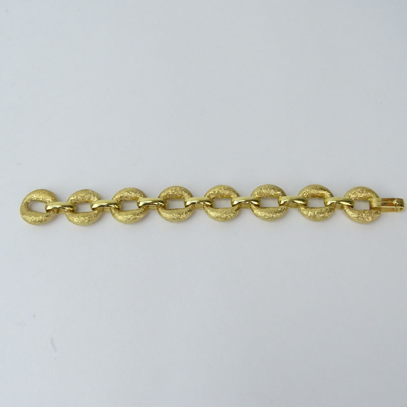Vintage Italian 18 Karat Yellow Gold Link Bracelet.