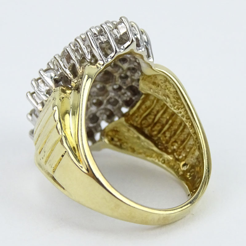 Vintage Approx. 2.25 carat Round Brilliant Cut Diamond and 10 Karat Yellow Gold Cluster Ring.