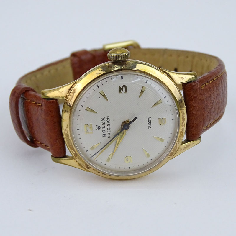 Man's Vintage Rolex Precision Tudor Watch, Manual Movement, Leather Strap. 