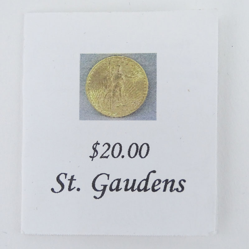 1908 U.S. Walking Liberty $20 Gold Coin in 14 Karat Yellow Gold Pendant.